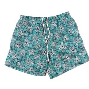 90s Streetwear Mens Large Floral Swim Shorts Green